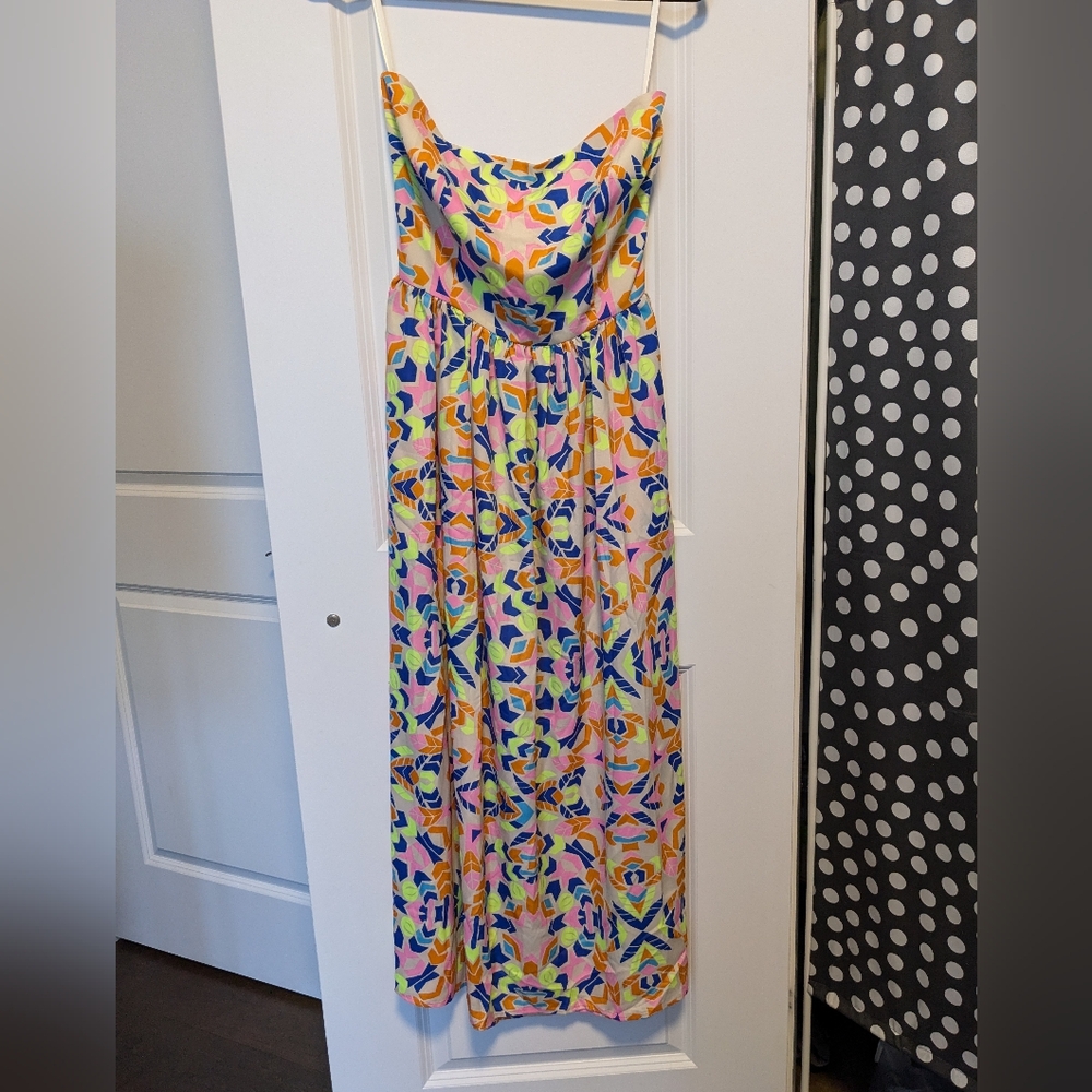 NWT Mara Hoffman women's sundress, strapless midi dress, vacation dress, neon